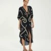 Braid Detail Long Caftan - Black