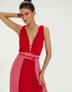 Brigite Detail Long Cover Up - Red Pepper -Swimwear Sales BrigiteDetailLongCoverUp detail