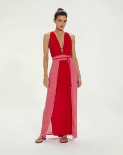 Brigite Detail Long Cover Up - Red Pepper