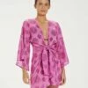 Embroidery Perola Knot Short Cover Up - Lotus -Swimwear Sales Embroidery Perola Knot Short Cover Up