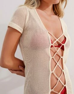 Hannah Midi Dress - Off White -Swimwear Sales HANNAHMIDIDRESS DETAIL