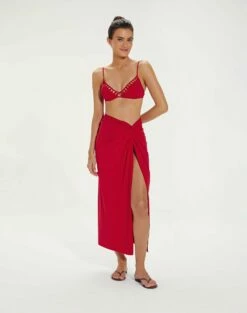 Karen Midi Skirt - Red Pepper