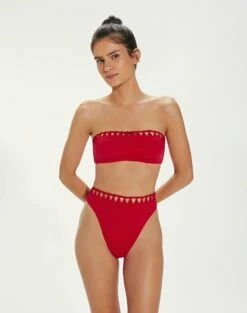 Leeza Bandeau Top - Red Pepper -Swimwear Sales LeezaBandeauTop front