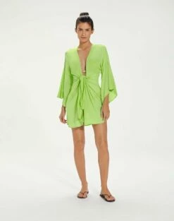 Perola Knot Short Cover Up - Lime