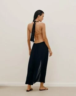 Sally Long Cover Up - Black 10 Sally Long Cover Up - Black -Swimwear Sales SALLYLONGCOVERUP BACK