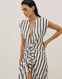 Sasha Long Cover Up - Perrine Black -Swimwear Sales SASHA LONG COVER UP DETAIL