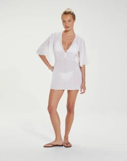 Malia Short Caftan - White -Swimwear Sales SEM REF8 1 3