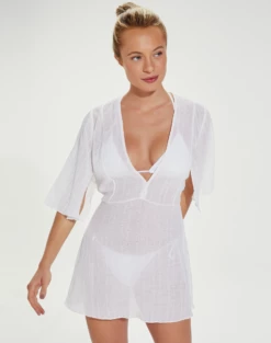 Malia Short Caftan - White -Swimwear Sales SEM REF8 3