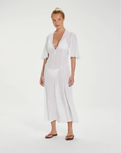 Long Malia Caftan - White