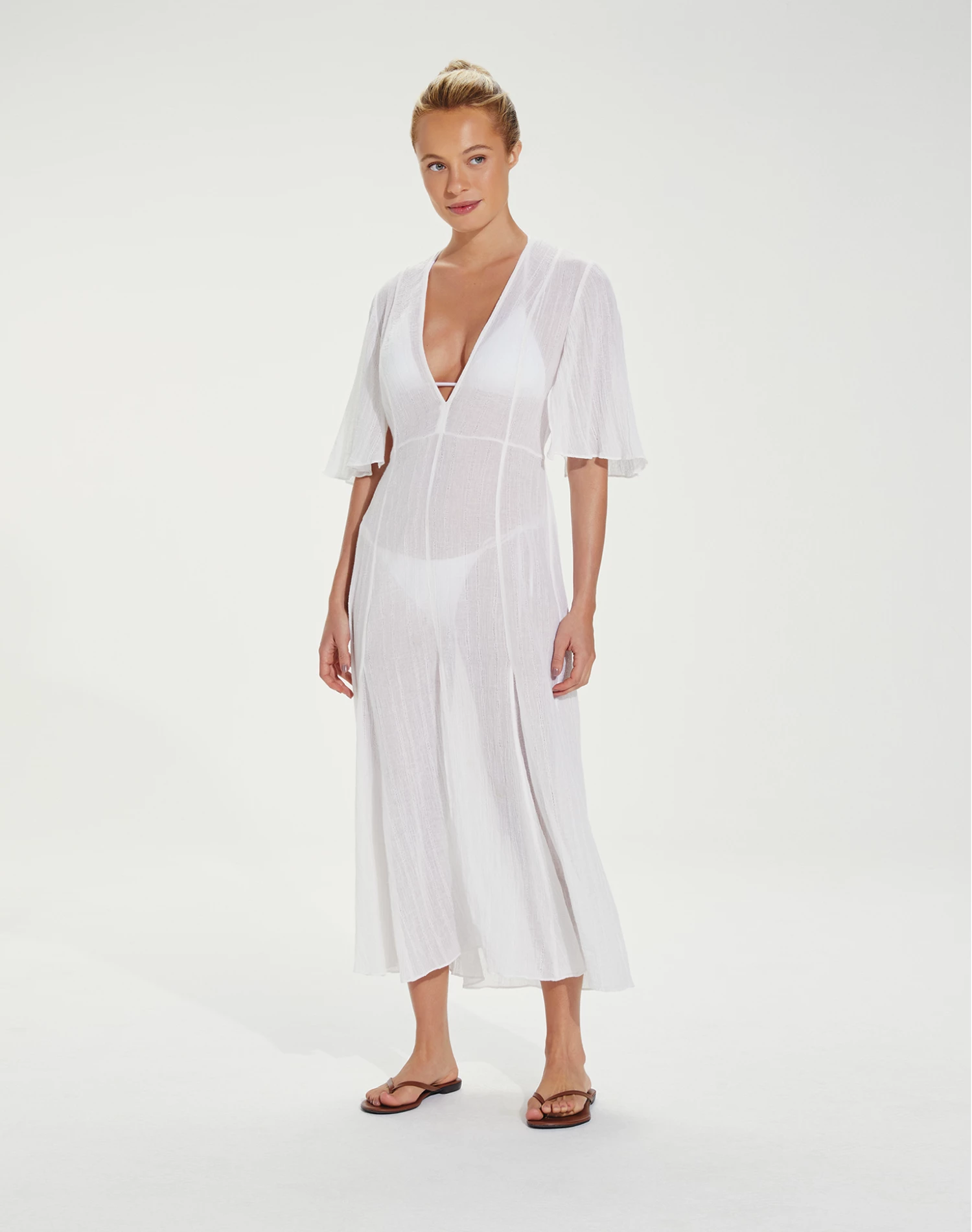 Long Malia Caftan - White 3 Long Malia Caftan - White