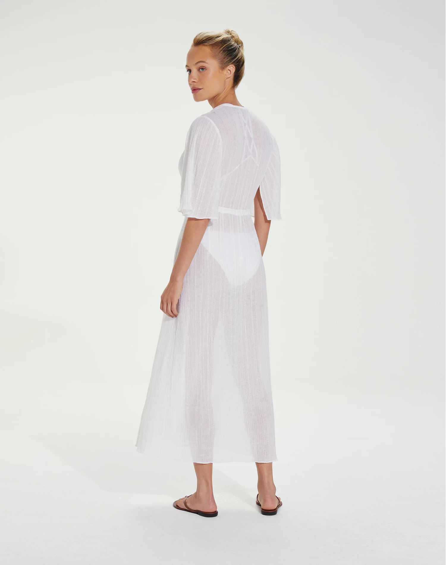 Long Malia Caftan - White 4 Long Malia Caftan - White - Image 2