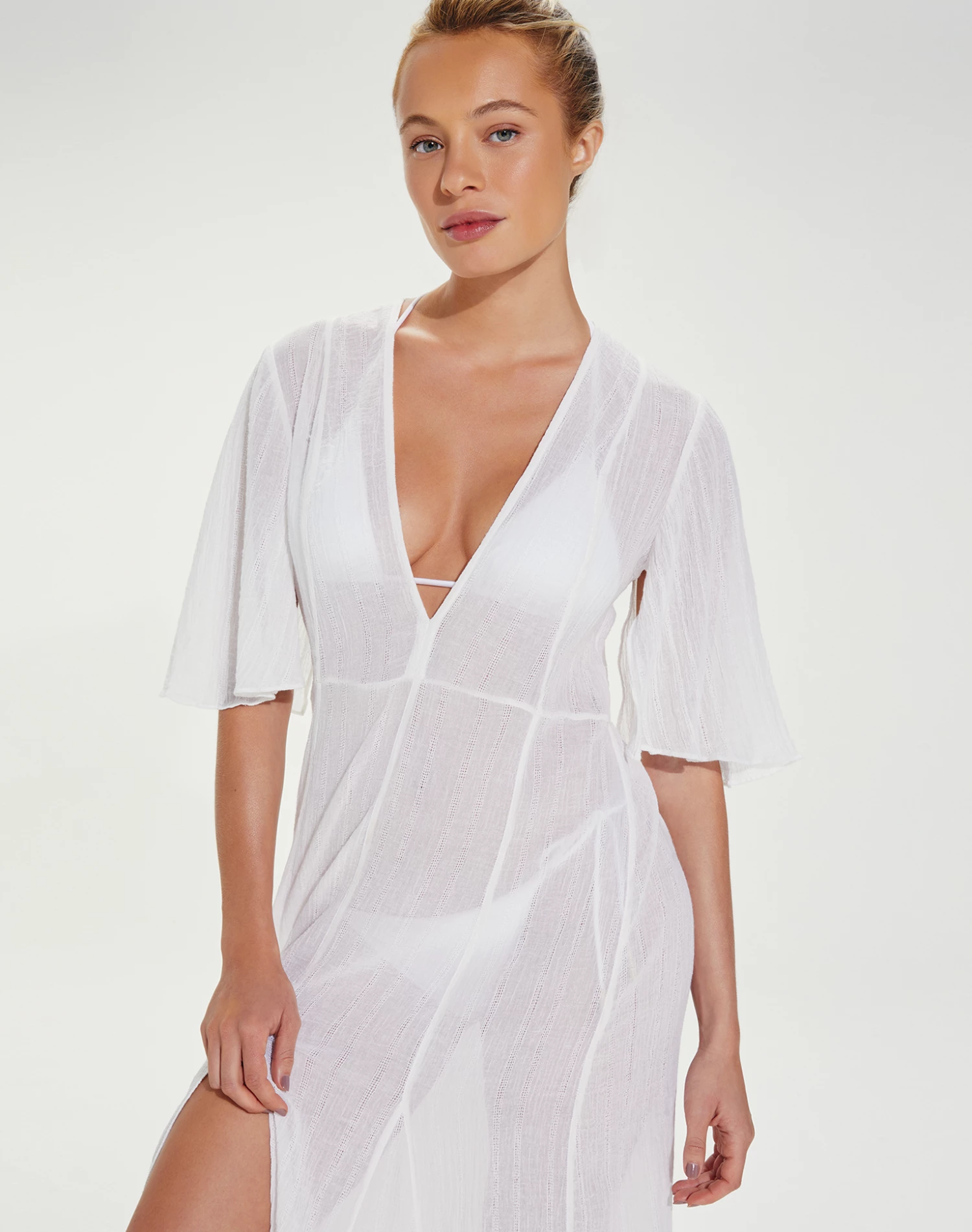 Long Malia Caftan - White 5 Long Malia Caftan - White - Image 3