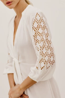 Knot Long Caftan - Off White 9 Knot Long Caftan - Off White -Swimwear Sales VC236012 003 4