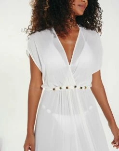 Yara Detail Long Cover Up - Off White -Swimwear Sales YaraDetailLongCoverUp detail