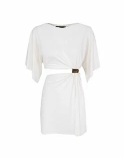 Zaila Detail Short Cover Up - Off White -Swimwear Sales Zaila Detail Short Cover Up flat