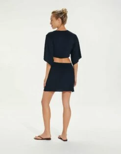 Zaila Detail Short Cover Up - Black 12 Zaila Detail Short Cover Up - Black -Swimwear Sales ZailaDetailShortCoverUp back