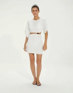 Zaila Detail Short Cover Up - Off White