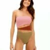 Frida Block One Piece - Pistachio Camel -Swimwear Sales block frida 1pc 2 1