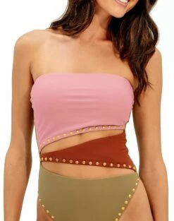 Frida Block One Piece - Pistachio Camel -Swimwear Sales block frida 1pc 3 1