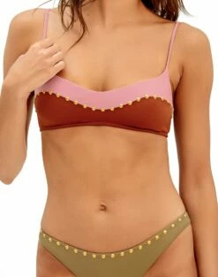 Laila Block Top - Pistachio Camel -Swimwear Sales block luli bikini 2