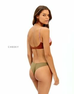 Laila Block Top - Pistachio Camel -Swimwear Sales block luli bikini cheeky