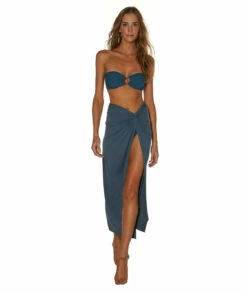 Karen Midi Skirt - Blue Grey