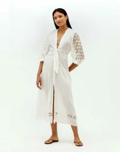 Knot Long Caftan - Off White 11 Knot Long Caftan - Off White -Swimwear Sales knot long caftan1 2cccbcf6 377e 48c9 854c 592709f00309