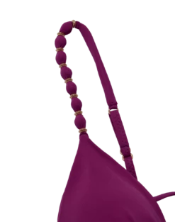 Beads Tri Parallel Top (final Sale) - Plum -Swimwear Sales plum bead top flat detail 1