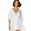 Embroidery Kimono - White -Swimwear Sales vix coverup white embroidery kimono 14801724244039