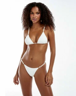 Firenze Beads Tri Parallel Top - White -Swimwear Sales white firenze beads bikini 9d4c7358 a388 432f b48a 2566fde47c52
