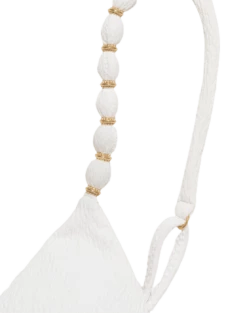 Firenze Beads Tri Parallel Top - White -Swimwear Sales white firenze beads top detail flat