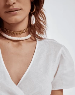 Accessories Shell Pendant - Gold -Swimwear Sales white jessie top mara short 5