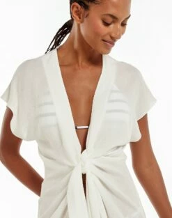 Sasha Short Cover Up - Off White -Swimwear Sales white sasha coverup 2